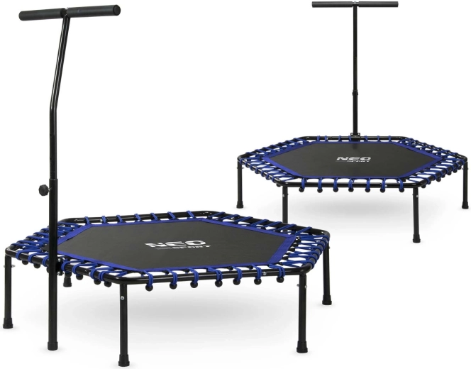 Fitnes trampolin Neo-Sport z ročajem 127 cm šestkotni moder
