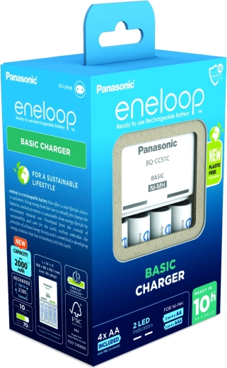 Polnilnik Panasonic Eneloop EKO BQ-CC51 + AAA polnilne baterije (4 kos)