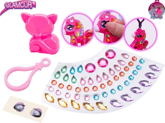 Kreativni glamur komplet za okrasitev obeska za ključe – živalca s kamenčki