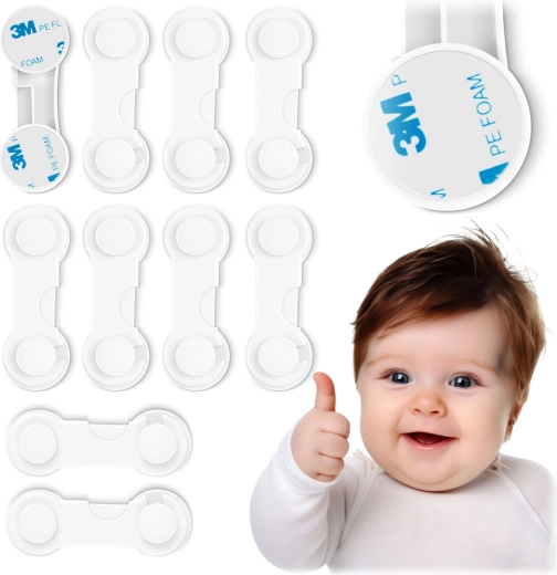 Otroške varnostne ključavnice za omarice RICOKIDS, bela, komplet 10 kosov