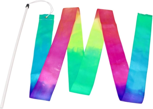 Goki gimnastični trak z palčko – mavrica