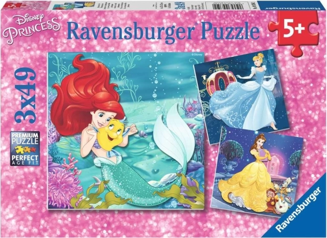 Ravensburger sestavljanka Disney princese – Večer s princesami, 3×49 kosov