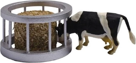 Krmilnik za krave 1:32 s senom in figurico krave