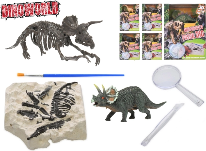 Dinoworld dinozaver 12 cm z okamnino v mavcu – paleontološki komplet za otroke
