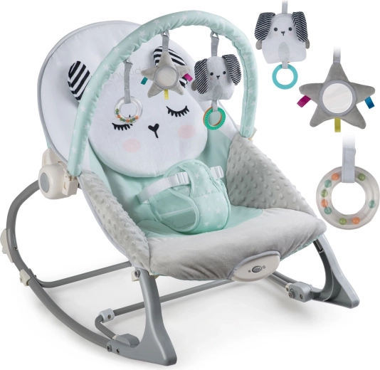 Ležalnik in gugalnik z vibracijami Nukido – mint