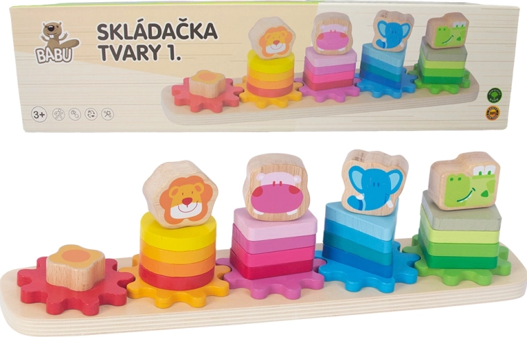 Babu lesena sestavljanka živalice