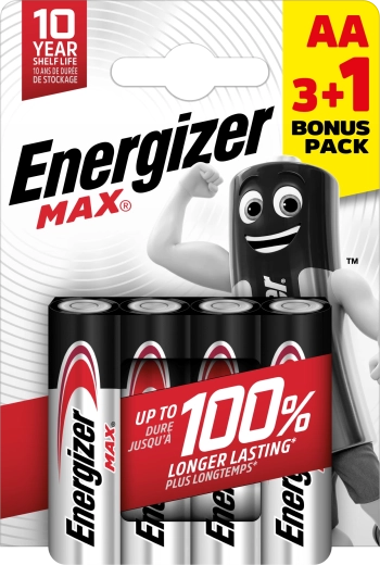Alkalne baterije ENERGIZER Max AA 4 kos (3+1 gratis)
