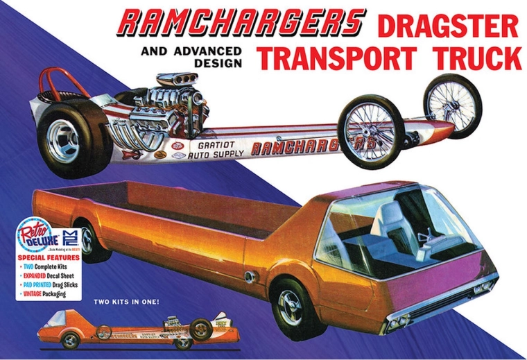 Plastični model avtomobila 1:25 MPC Ramchargers dragster & transporter truck