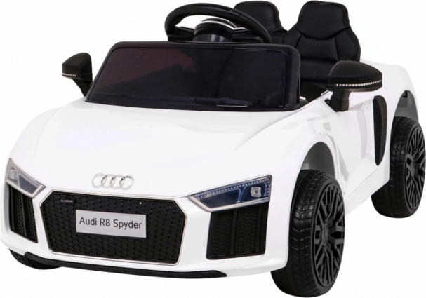 Otroški električni avtomobilček Audi R8 Spyder, bel, EVA kolesa, daljinsko upravljanje, LED in MP3