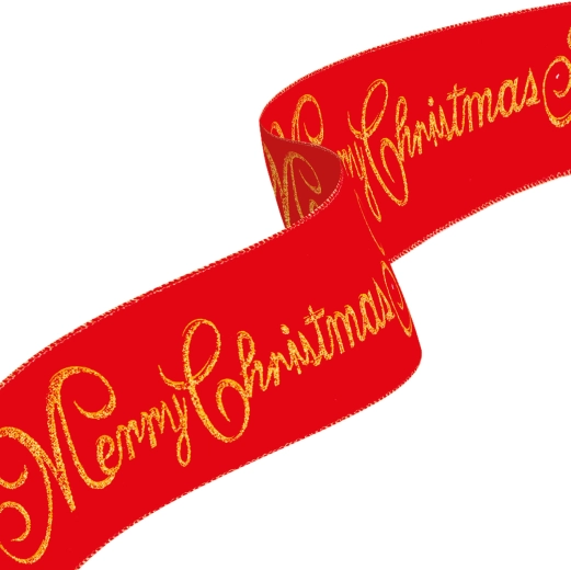 Božični trak Merry Christmas rdeč 60 × 8 cm