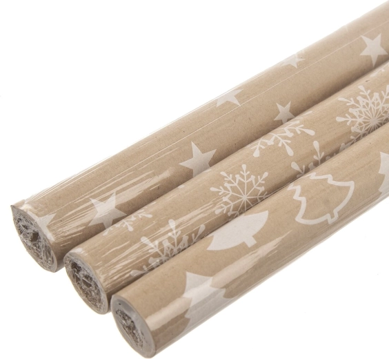 Božični kraft ovojni papir rjav 200 × 70 cm assort