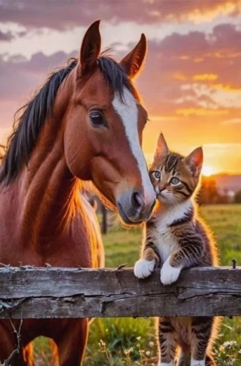 Norimpex diamond painting Horse with cat 30 × 40 cm
