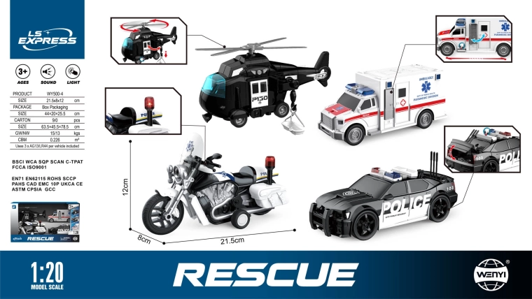Komplet policijskih in reševalnih vozil