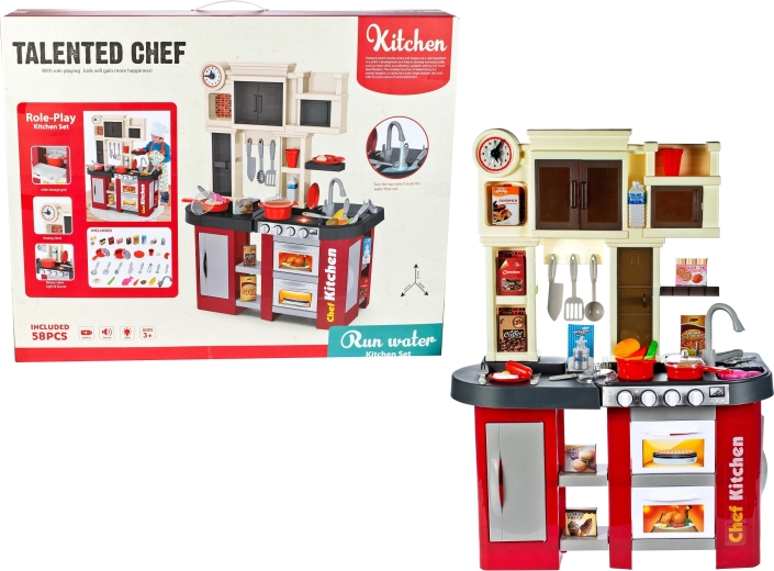 Otroška kuhinjica z umivalnikom in tekočo vodo z lučmi in zvoki