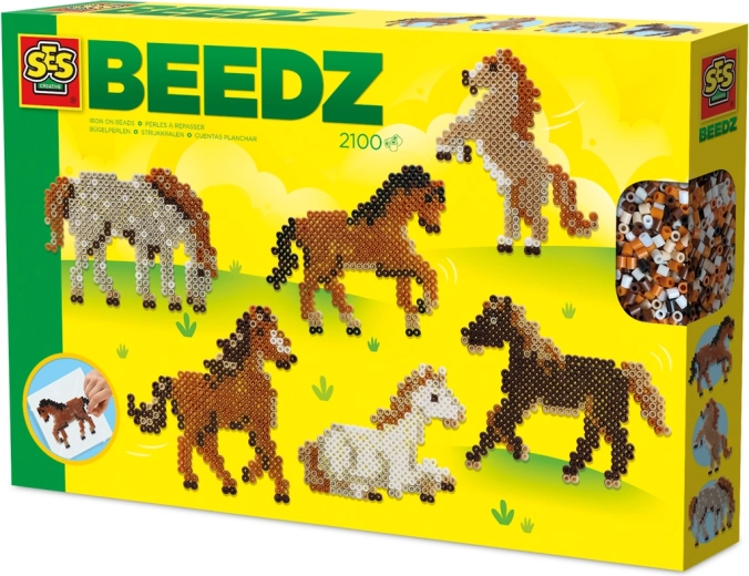 Likovni set z likalnimi perlicami – divji konji, ustvarjalni komplet za otroke