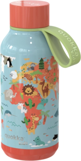 Otroška termovka iz nerjavečega jekla Quokka Kids Solid Map of Life z zanko 330 ml