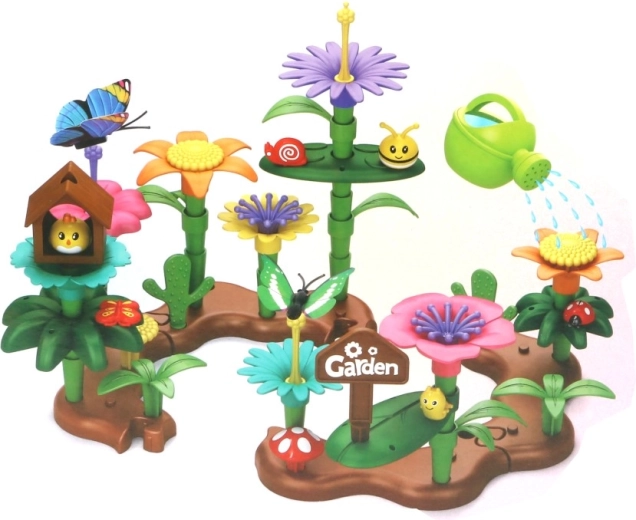 Creative Building Set Happy Garden with Animals Behind the Fence, 75 Pieces