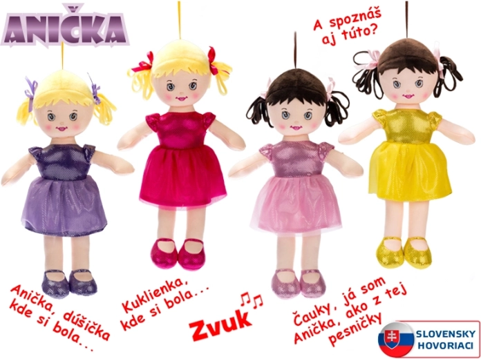 Plišasta punčka Anička 32 cm, govori in poje v slovenščini