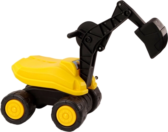 otroški poganjalni bager s sedežem, vrtenje 360°, gibljiva žlica – rumen