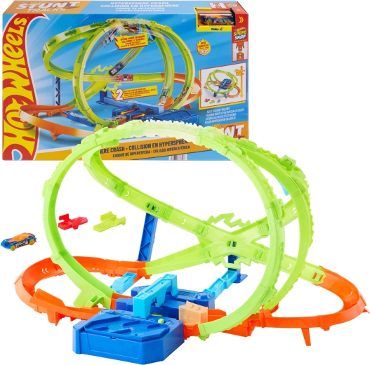 Hot Wheels Stunt Tracks Hipersféra kraks – dirkalna steza s pogonom + avtomobilček