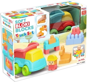 Soft building blocks with dump truck – 24-piece set
