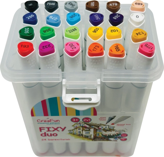 CreaFun flomastri Duo v škatli, 24 barv