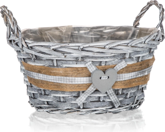 Okrógel pleten koš GRIS z ročaji 25 × 12 cm, siv