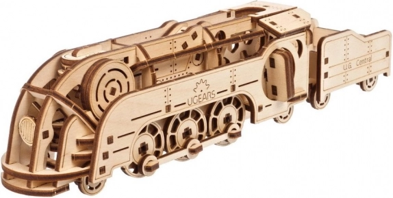 Ugears mini lokomotiva – 3D lesena mehanska sestavljanka