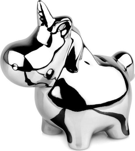 Keramični srebrni zrcalni hranilnik samorog 18 × 10,5 cm