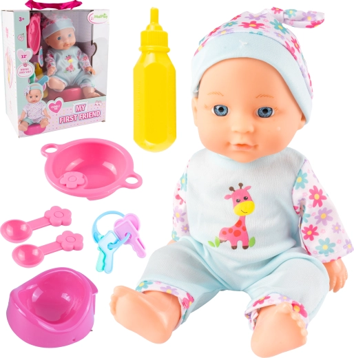 Dojenček punčka 29 cm z dodatki in kahlico