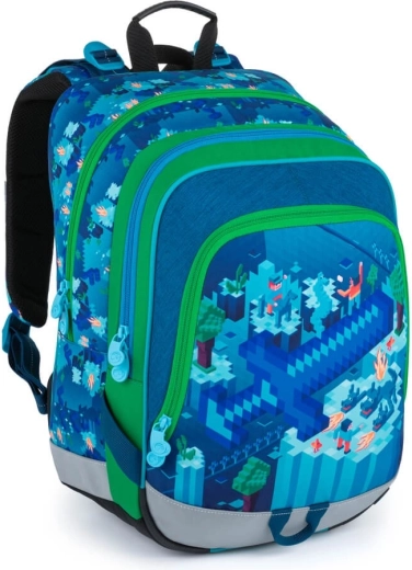 Bagmaster Alfa 21 school three-compartment backpack – blocks