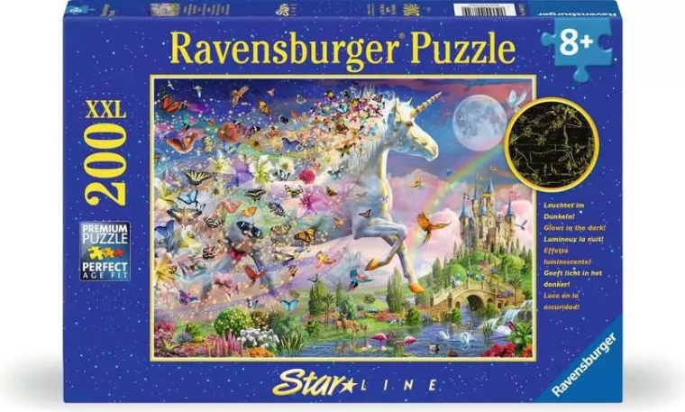 Ravensburger svetleče puzzle Metuljev samorog XXL 200 kosov