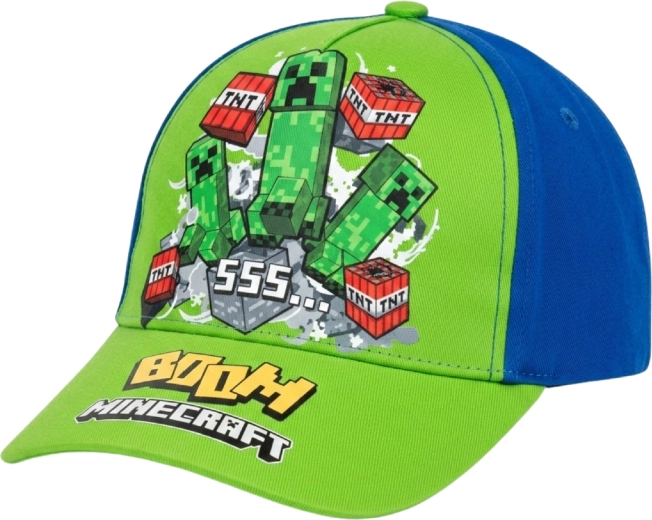 Otroška šilt kapa Minecraft Creeper zeleno-modra