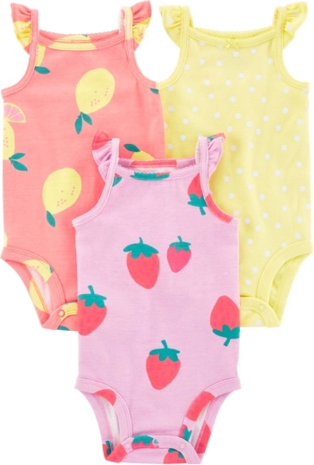 CARTER'S body na naramnice Dots Fruit za deklice 3 kosi – NB/vel. 56