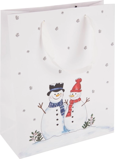 Papirnata darilna vrečka z motivom snežaka 26 × 12 × 32 cm