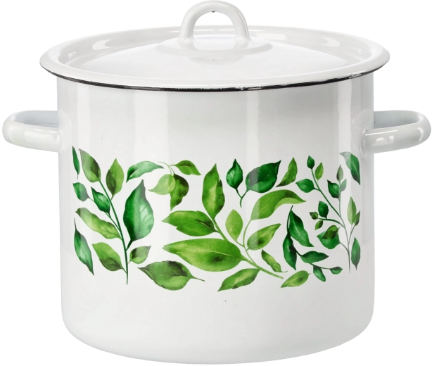 Emajliran lonec 7 l 22 cm bel Fikus s pokrovom