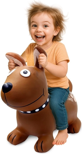 Skakajoči kuža HoppyDoo Dog Brown s pumpico