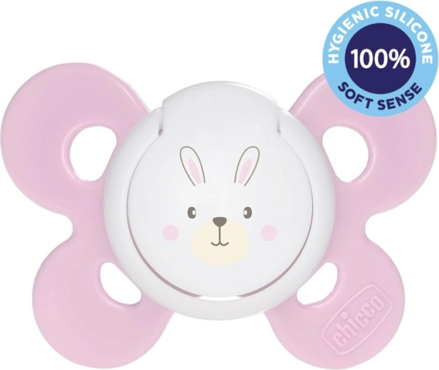 Chicco duda Physio Comfort silikonska 2–6 m, za deklice – zajček