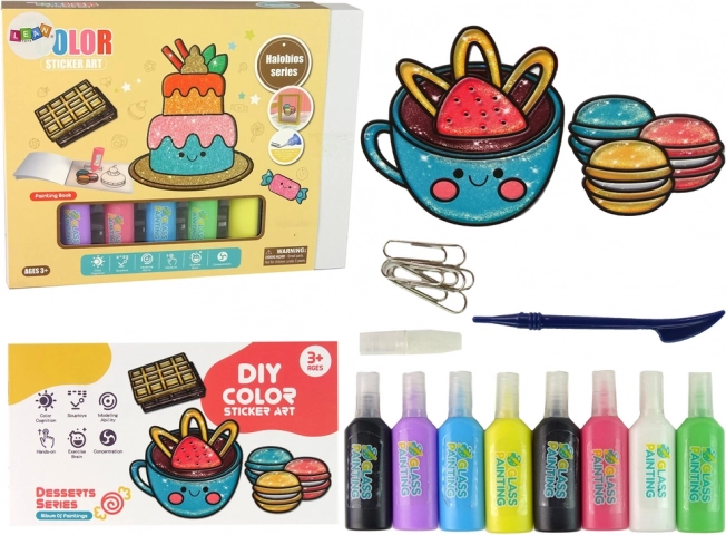 Set za risanje na steklo Sladkarije DIY 8 barv bleščice