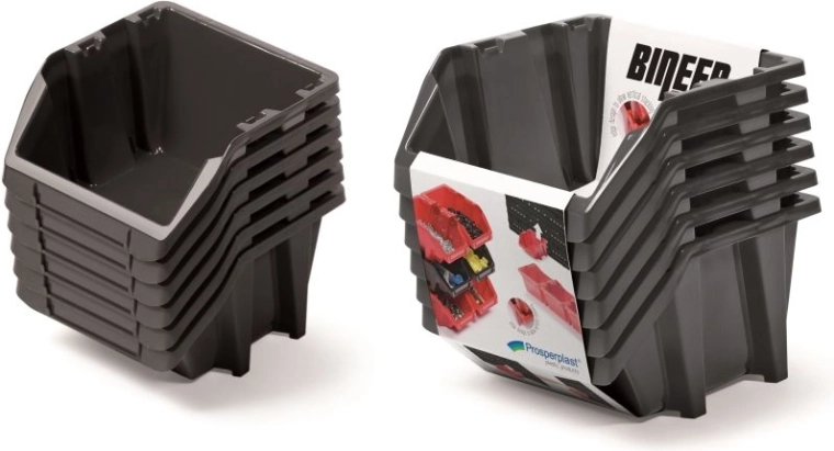 Set shranjevalnih škatel Bineer Short, 6 kosov, črna, 214 × 198 × 238 mm