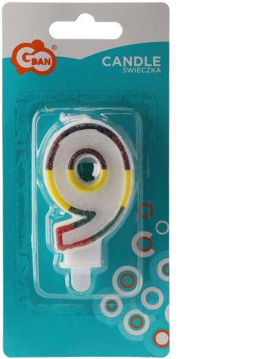 Rojstnodnevna svečka številka 9 z bleščečim robom