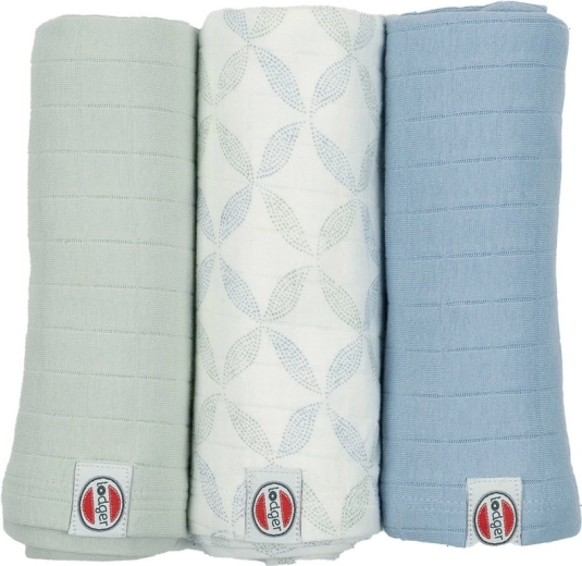 Lodger swaddler Solid matcha peppermint – set 3 kosov (70 × 70 cm)