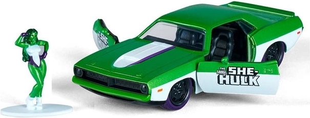 Jada She-Hulk Plymouth Barracuda 1973 1:32 s figurico