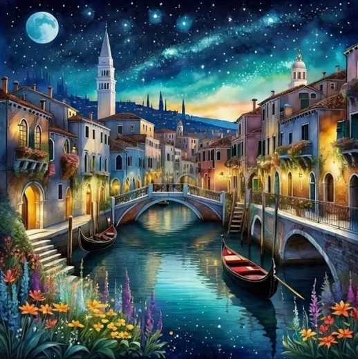 Norimpex slikanje po številkah Benetke ponoči 40 × 50 cm