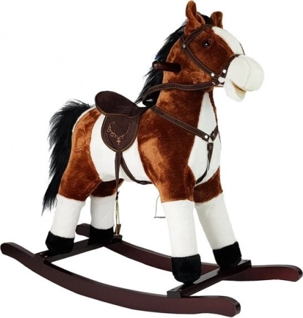 Temno rjav gugalni konj s zvoki in gibi