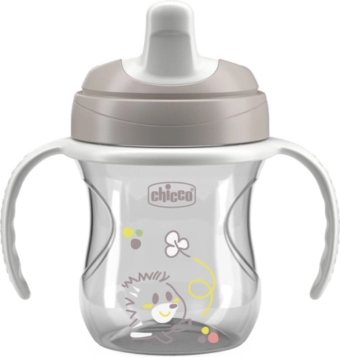 Chicco vadeni lonček z ročaji, siv, 6m+