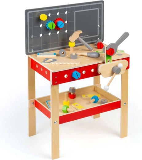 Bigjigs Toys otroška lesena delovna miza z orodjem