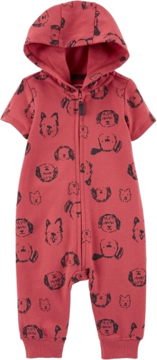 CARTER'S pajac na zadrgo brez stopal, kratek rokav red dog fant – 6 m