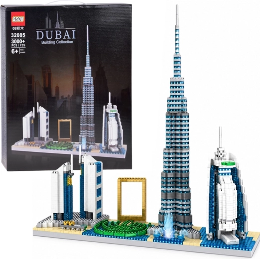 Maket panorame Dubaja z znamenitimi stavbami, 3.000 delov