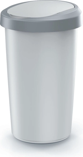 Koš za odpadke z nagibnim pokrovom 50 l, pepelnato siv